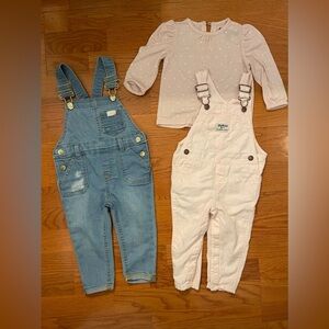7 for all man kind & Oshkosh baby girl overall bundle